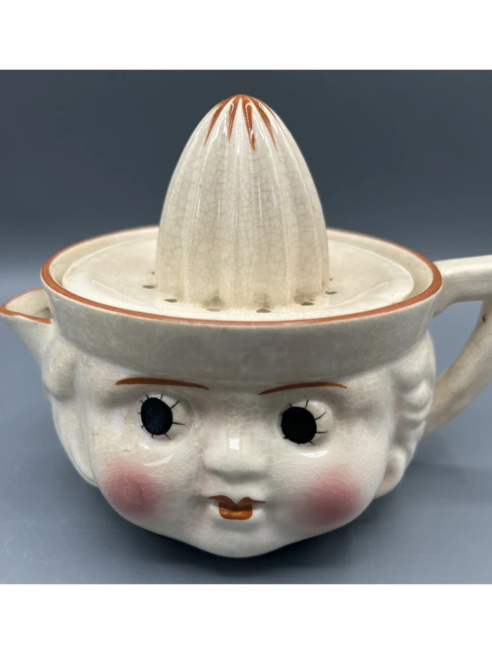 Vintage Marutomoware Japan Figure Girl Face Citrus Juicer Remer, Anthropomorphic